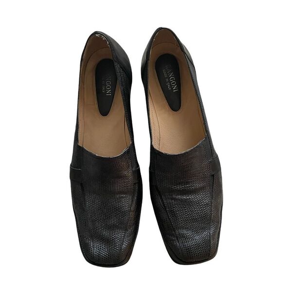 𝅺davos Gomma Italy Black Leather Lizard Print Pumps - Picture 4 of 11